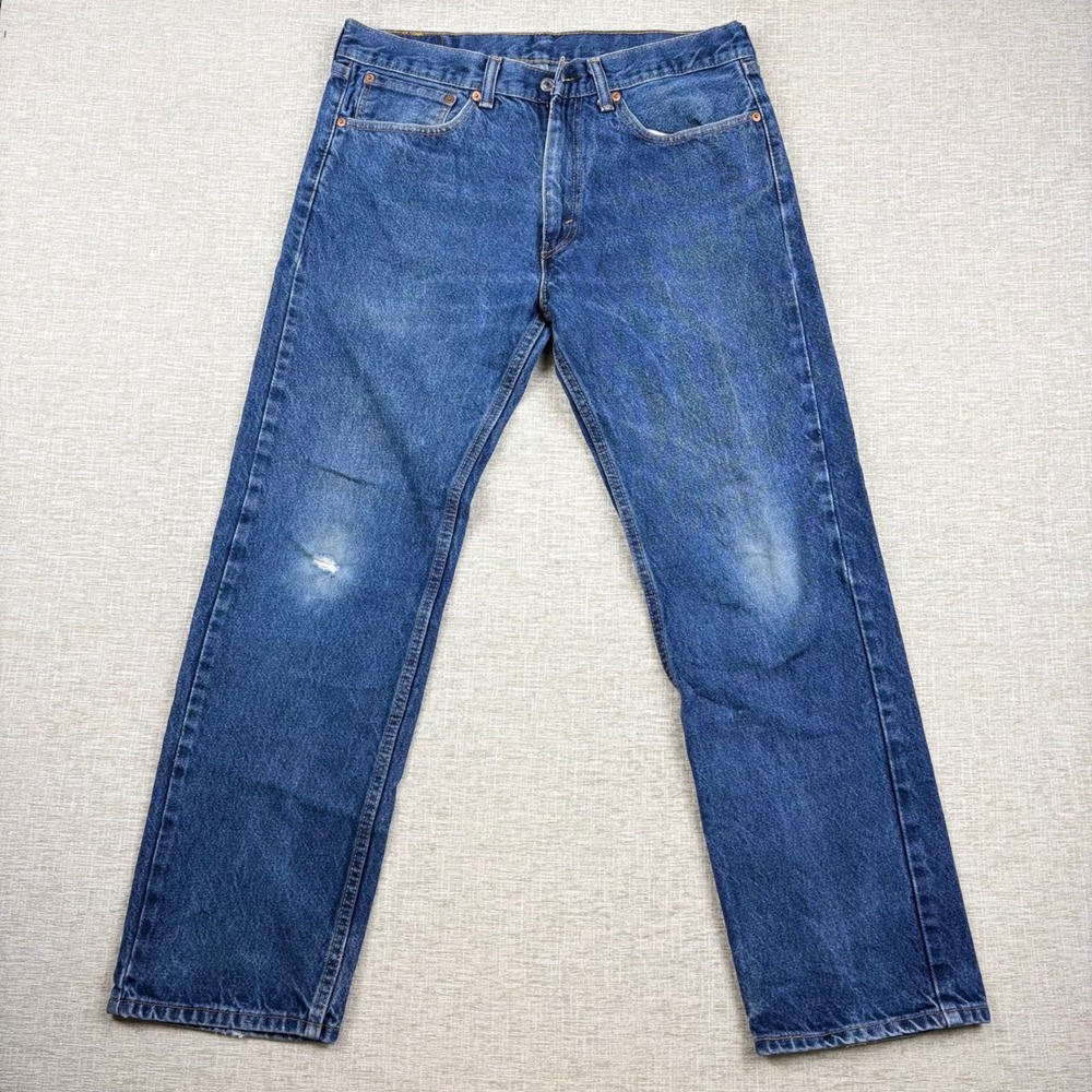 Vintage Levis 505 Mens 34x30 Light Distress Jeans Thigh Faded Skate Denim